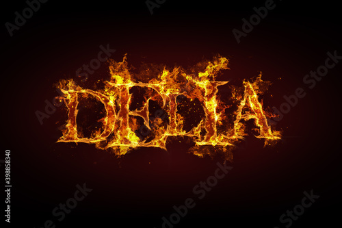 Delia name made of fire and flames