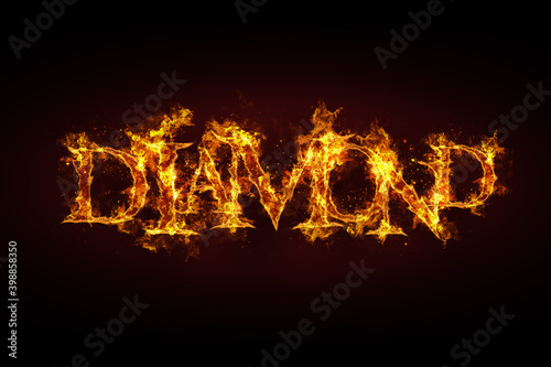 Diamond name made of fire and flames