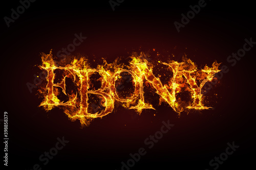 Ebony name made of fire and flames