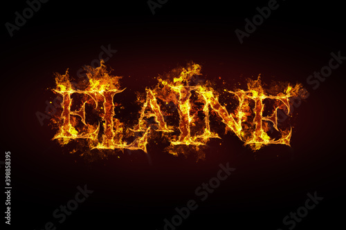 Elaine name made of fire and flames