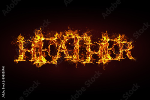 Heather name made of fire and flames