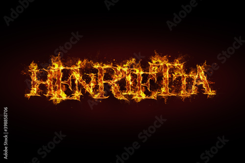 Henrietta name made of fire and flames