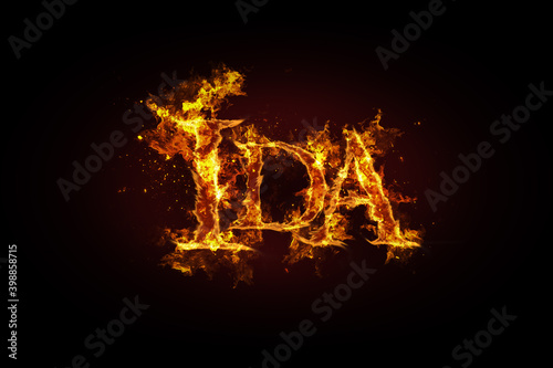 Ida name made of fire and flames