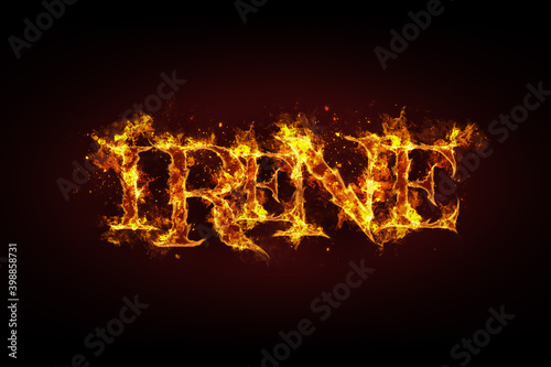 Irene name made of fire and flames