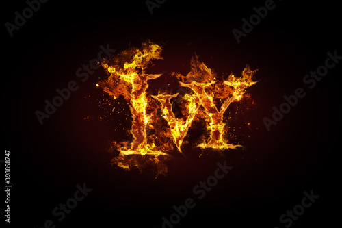 Ivy name made of fire and flames