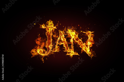 Jan name made of fire and flames