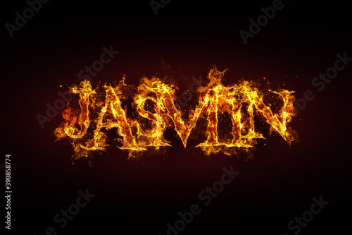 Jasmin name made of fire and flames