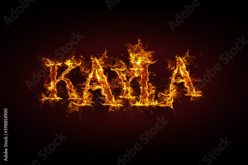 Kayla name made of fire and flames