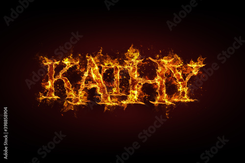 Kathy name made of fire and flames