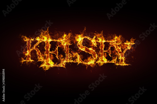 Kelsey name made of fire and flames