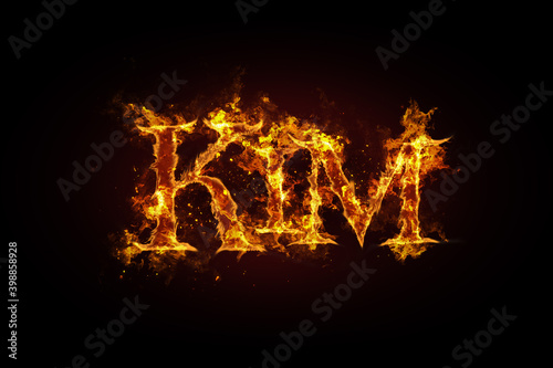 Kim name made of fire and flames