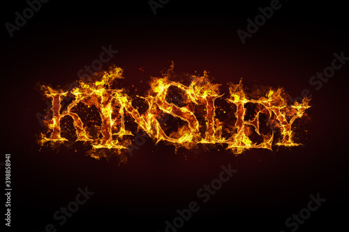 Kinsley name made of fire and flames