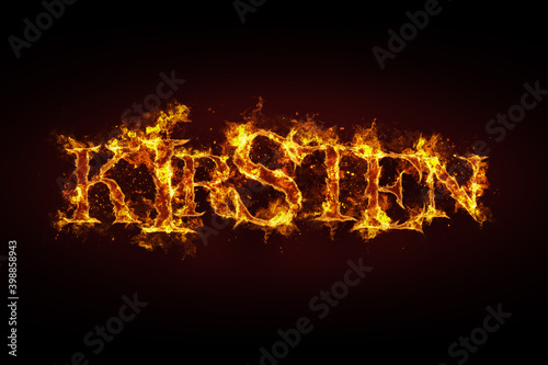 Kirsten name made of fire and flames