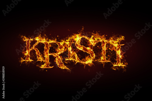 Kristi name made of fire and flames