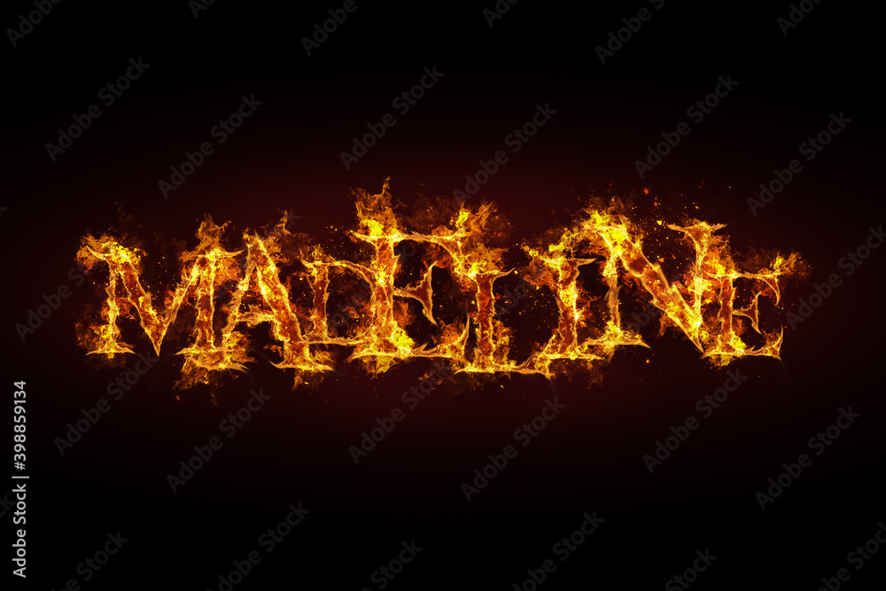Madeline name made of fire and flames