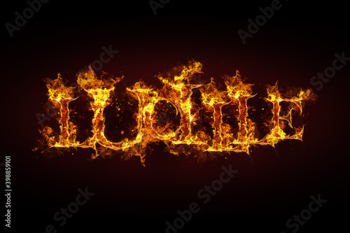 Foto Lucille name made of fire and flames