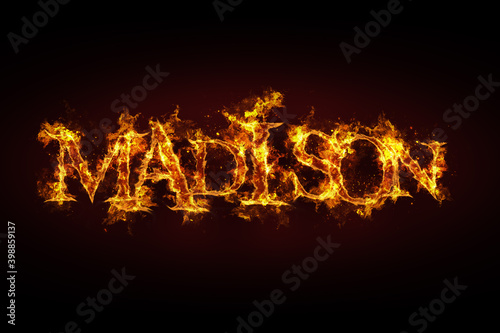 Madison name made of fire and flames