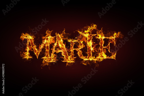 Marie name made of fire and flames
