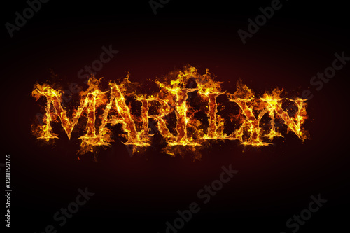 Marilyn name made of fire and flames