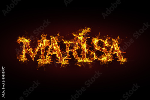 Marisa name made of fire and flames