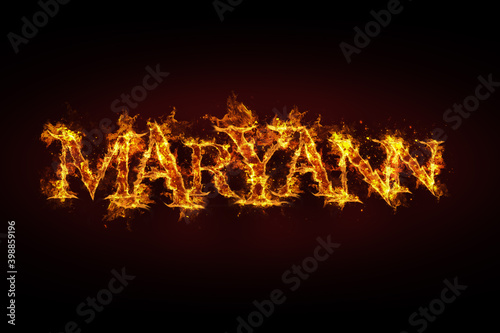 Maryann name made of fire and flames