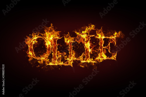 Ollie name made of fire and flames