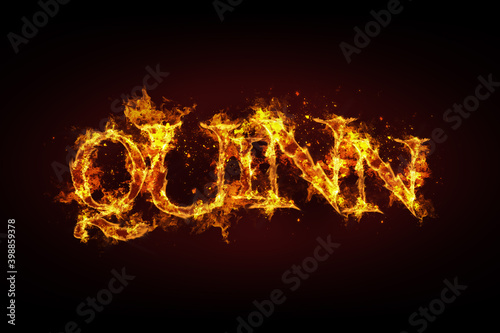 Quinn name made of fire and flames