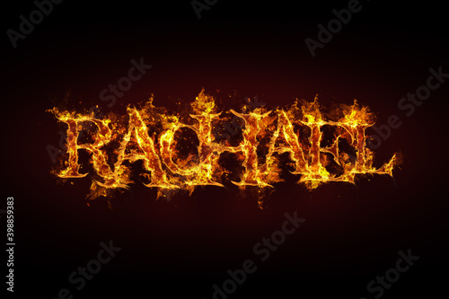 Rachael name made of fire and flames