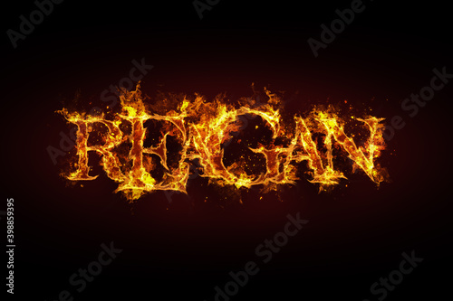 Reagan name made of fire and flames