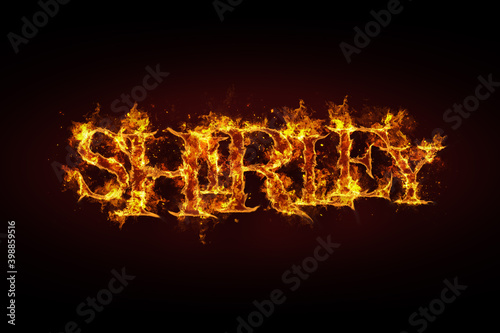 Shirley name made of fire and flames