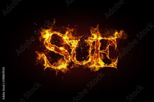 Sue name made of fire and flames