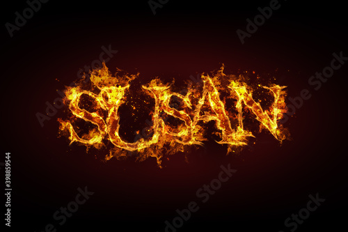 Susan name made of fire and flames
