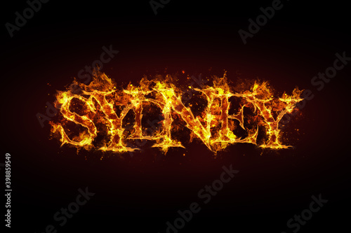 Sydney name made of fire and flames