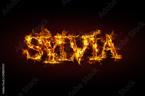 Sylvia name made of fire and flames