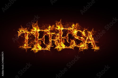 Teresa name made of fire and flames
