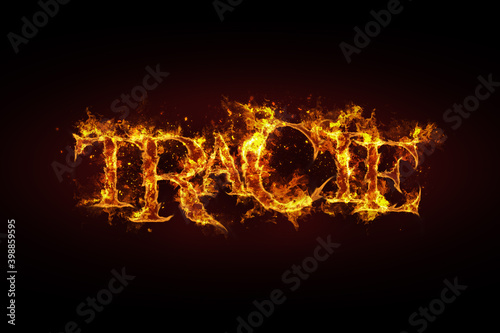 Tracie name made of fire and flames