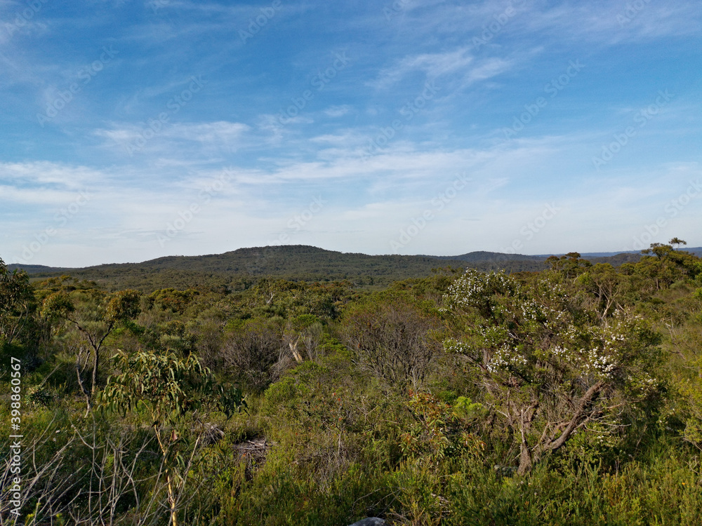 Beautiful afternoon view of mountain ranges, trees and deep blue sky from a trail, Mackerel Trail, Ku-ring-gai Chase National Park, Sydney, New South Wales, Australia
Beautiful afternoon view of mountain ranges, trees and deep blue sky from a trail, Mackerel Trail, Ku-ring-gai Chase National Park, Sydney, New South Wales, Australia