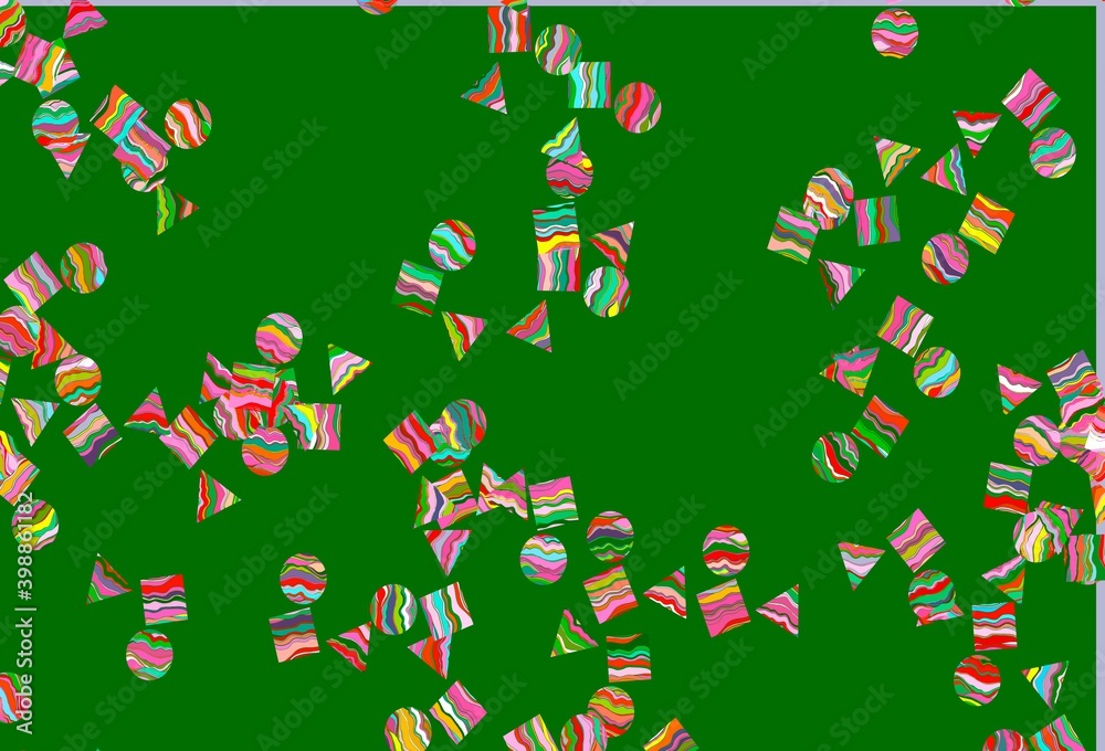 Light Multicolor, Rainbow vector background with triangles, circles, cubes.