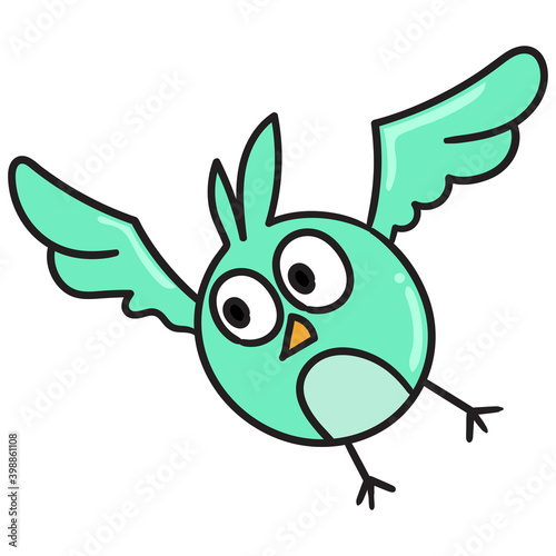 cute chicks flying doodle kawaii. doodle icon image
