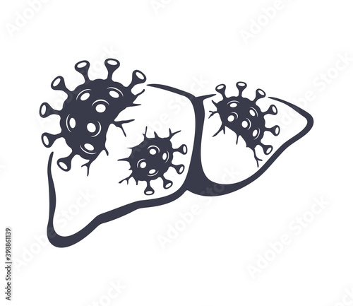 Hepatitis flat icon - liver affected by viruses