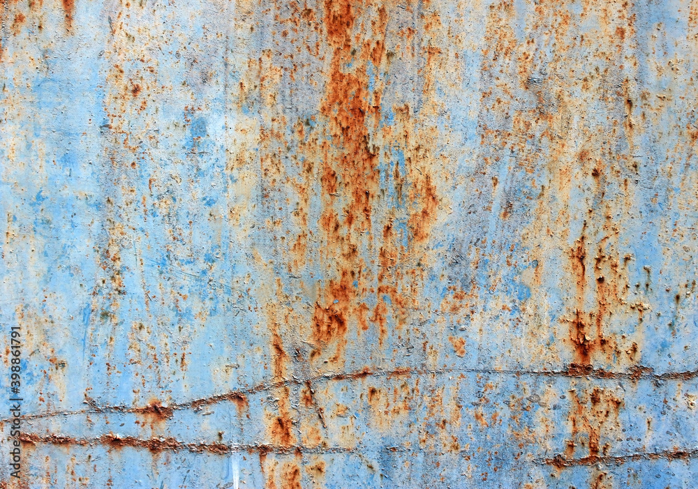 Light blue rusted metal textured background