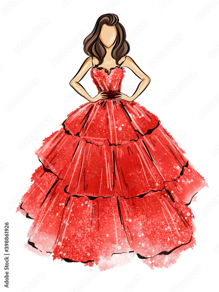 How to draw Fashion Girl with Beautiful Dress-saigonsouth.com.vn