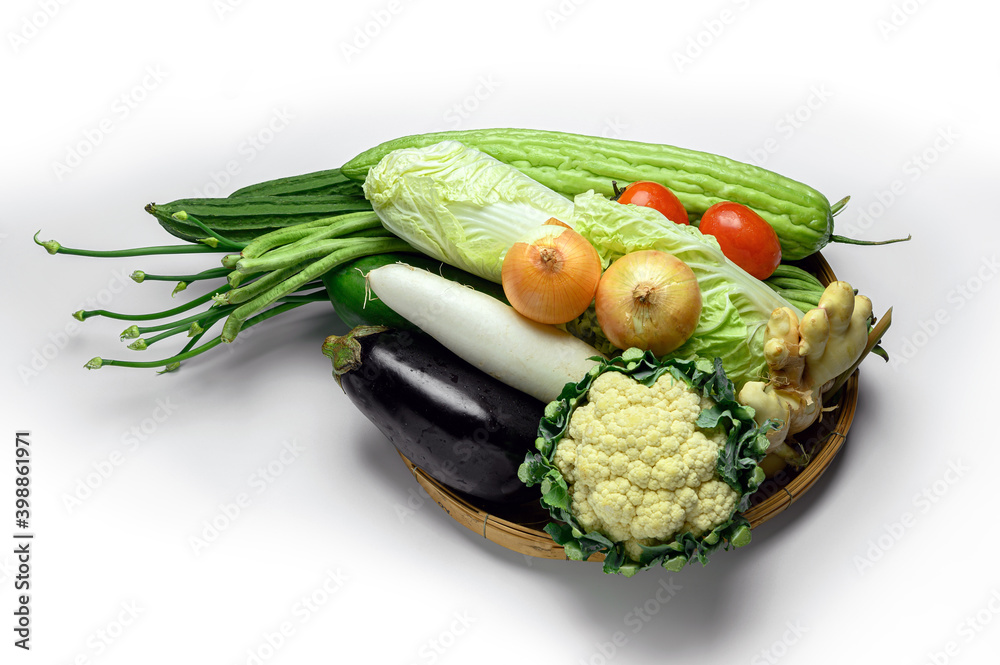 fresh vegetables on a white background