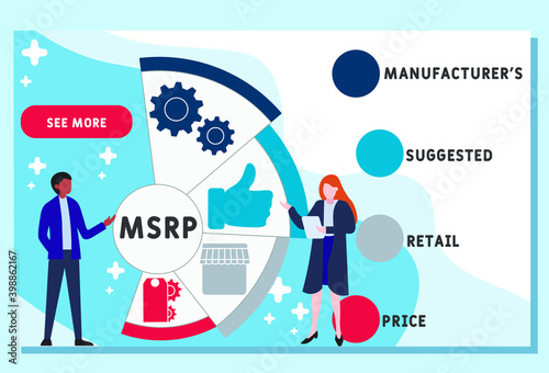 Vector website design template . MSRP -  Manufacturer's Suggested Retail Price acronym. business concept background. illustration for website banner, marketing materials, business presentation