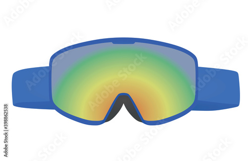 Blue ski googles. front view. vector