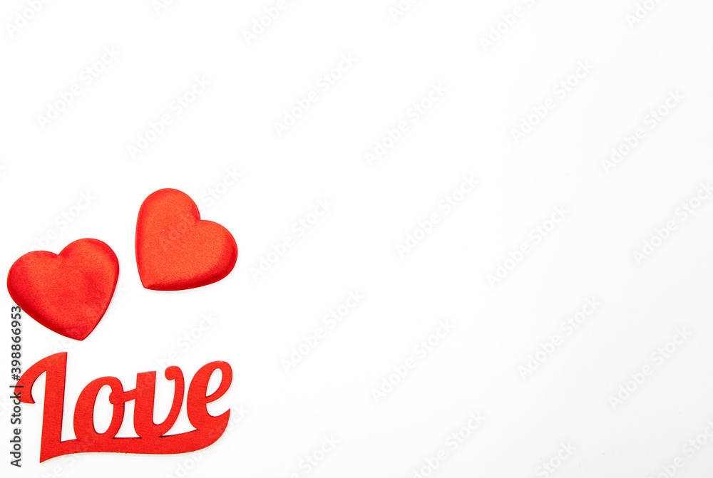Valentine's day white background for congratulations. Background with place for text. Valentine's day white background for congratulations. Background with place for text.