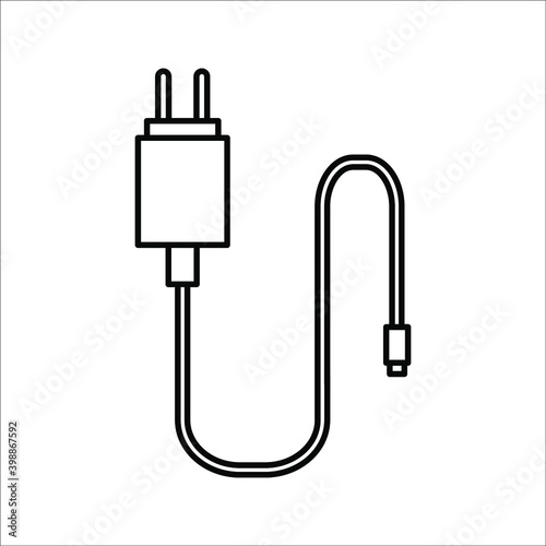 charger Flat icon on white background. color editable