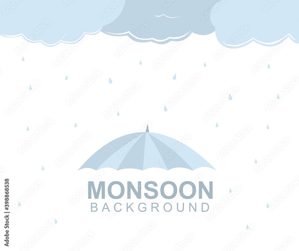 Monsoon background illustration design with umbrella