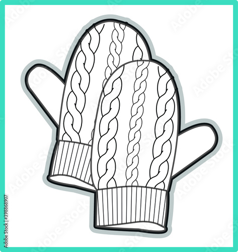 gloves, kids winter accessories. Children fashion flat sketch