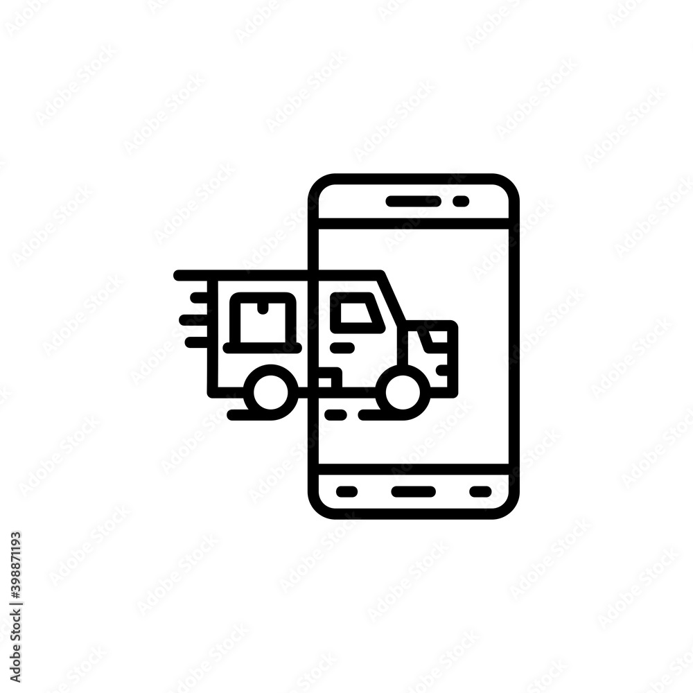 mobile delivery vector icon line style. Perfect for website, application, commerce, presentation, logo and more. simple, thin and modern outline icon mobile delivery vector icon line style. Perfect for website, application, commerce, presentation, logo and more. simple, thin and modern outline icon